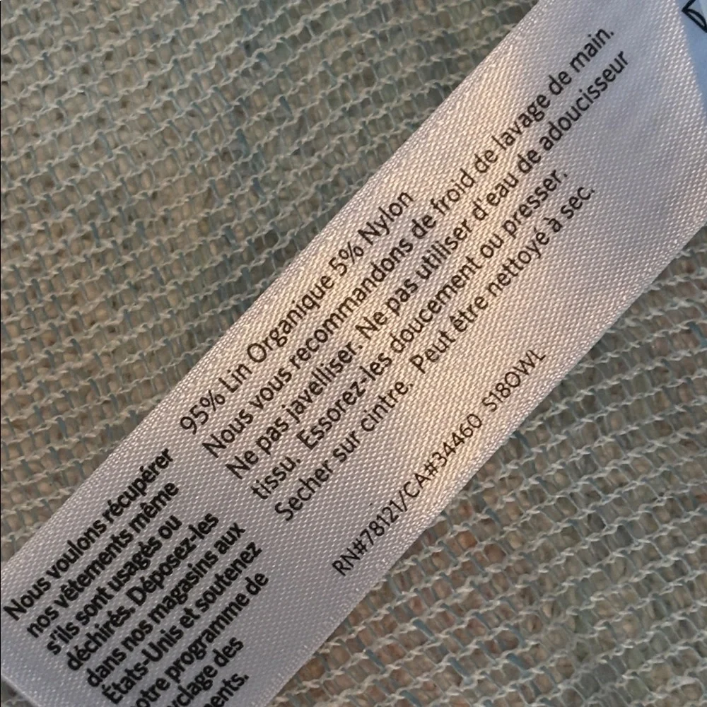 2 Eileen Fisher mesh organic linen tunic tops * tan and light blue * sz LG - Picture 8 of 13